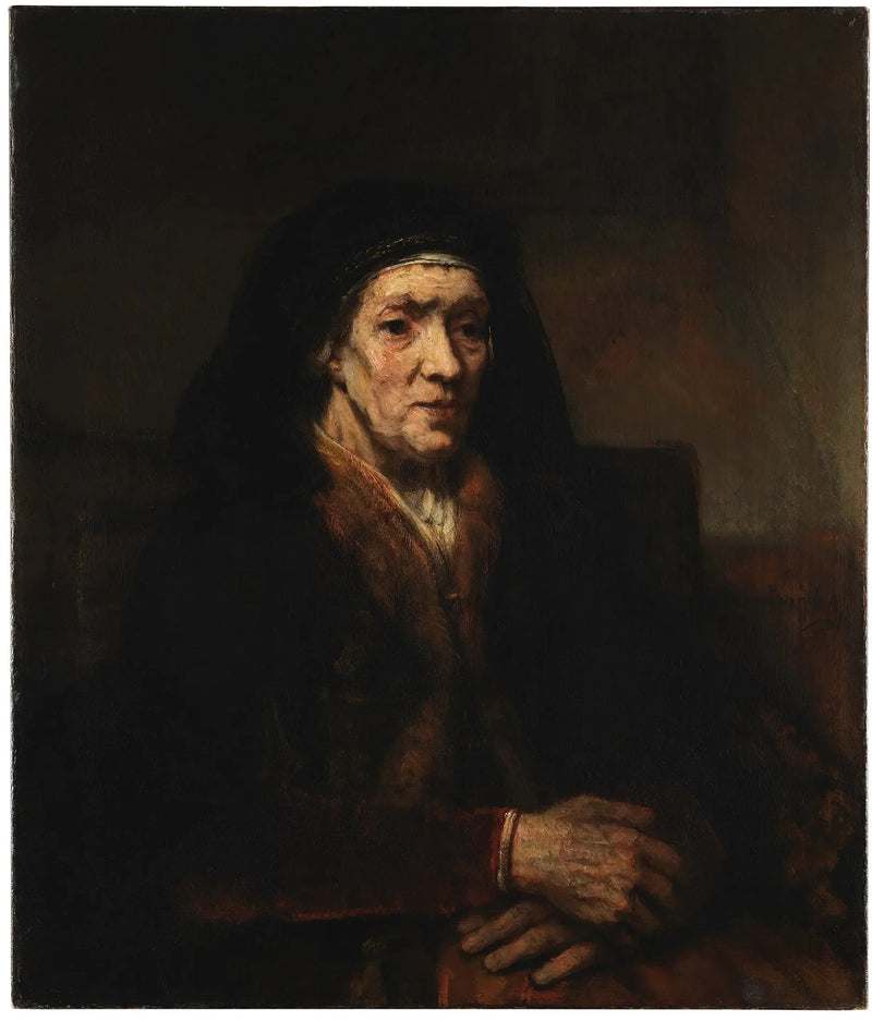 Portrait of a seated woman, hands clasped - Rembrandt