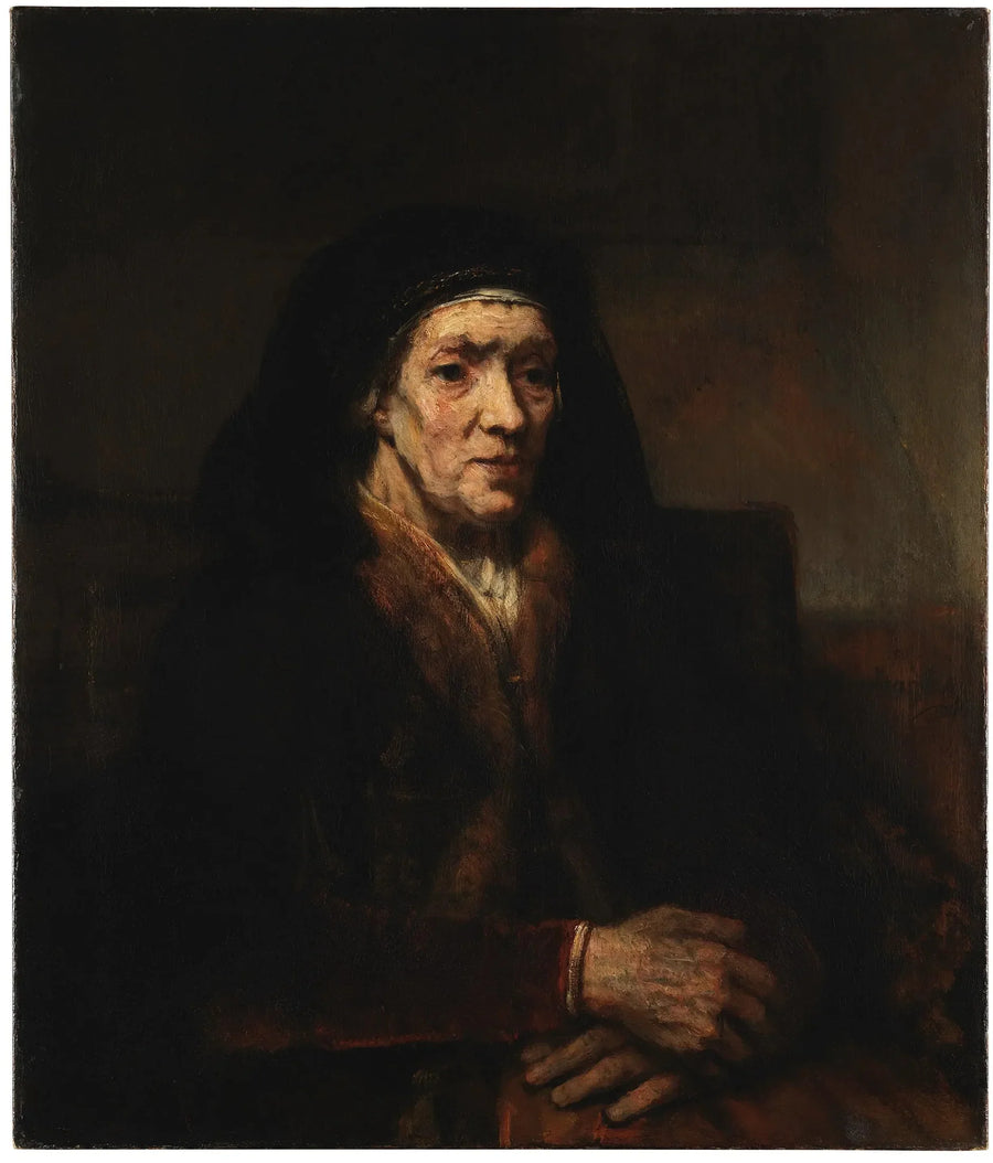 Portrait of a seated woman, hands clasped - Rembrandt