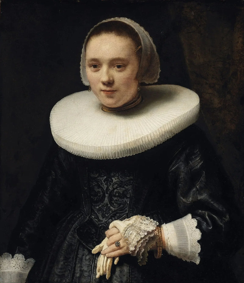 Portrait of a Woman with Gloves - Rembrandt