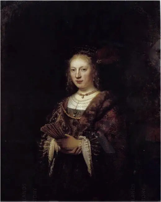 Portrait of a Woman with a Fan - Rembrandt