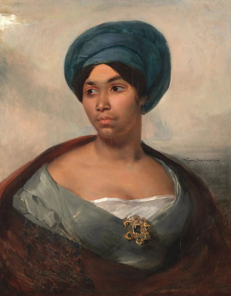 Portrait of a Woman Wearing a Blue Turban - Eugène Delacroix
