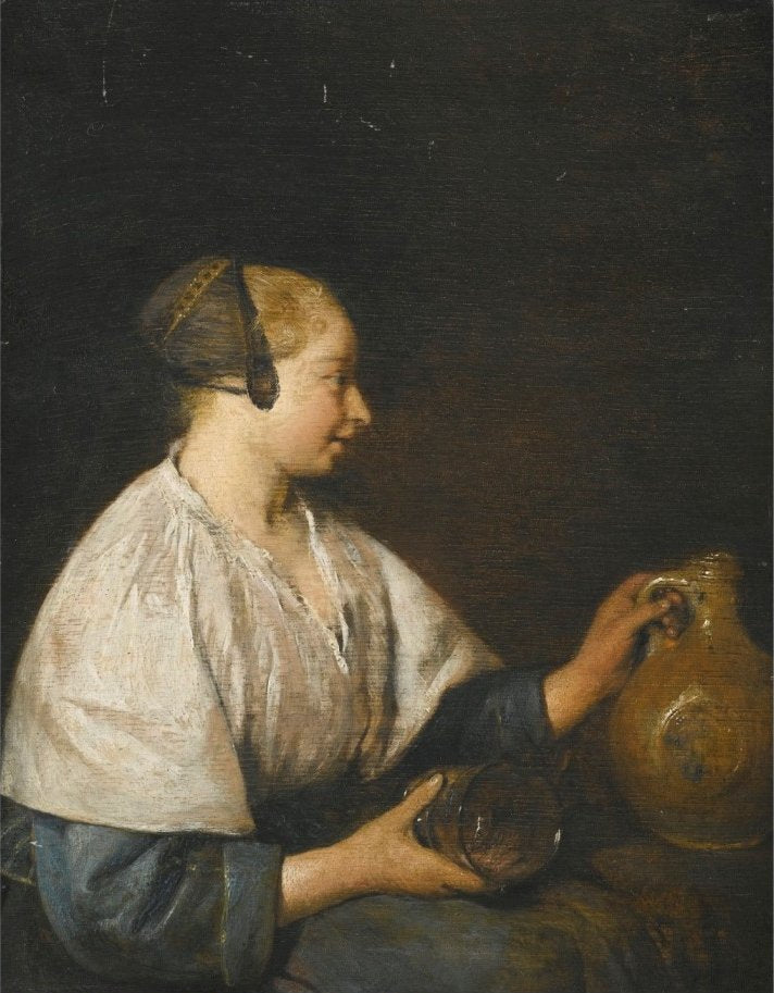 Portrait d'une femme de profil, tenant une cruche - Gerard ter Borch