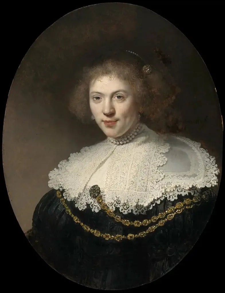 Portrait of a Woman Wearing a Gold Chain - Rembrandt