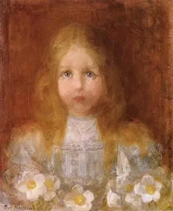 Portrait of a Girl with Flowers - Piet Mondrian