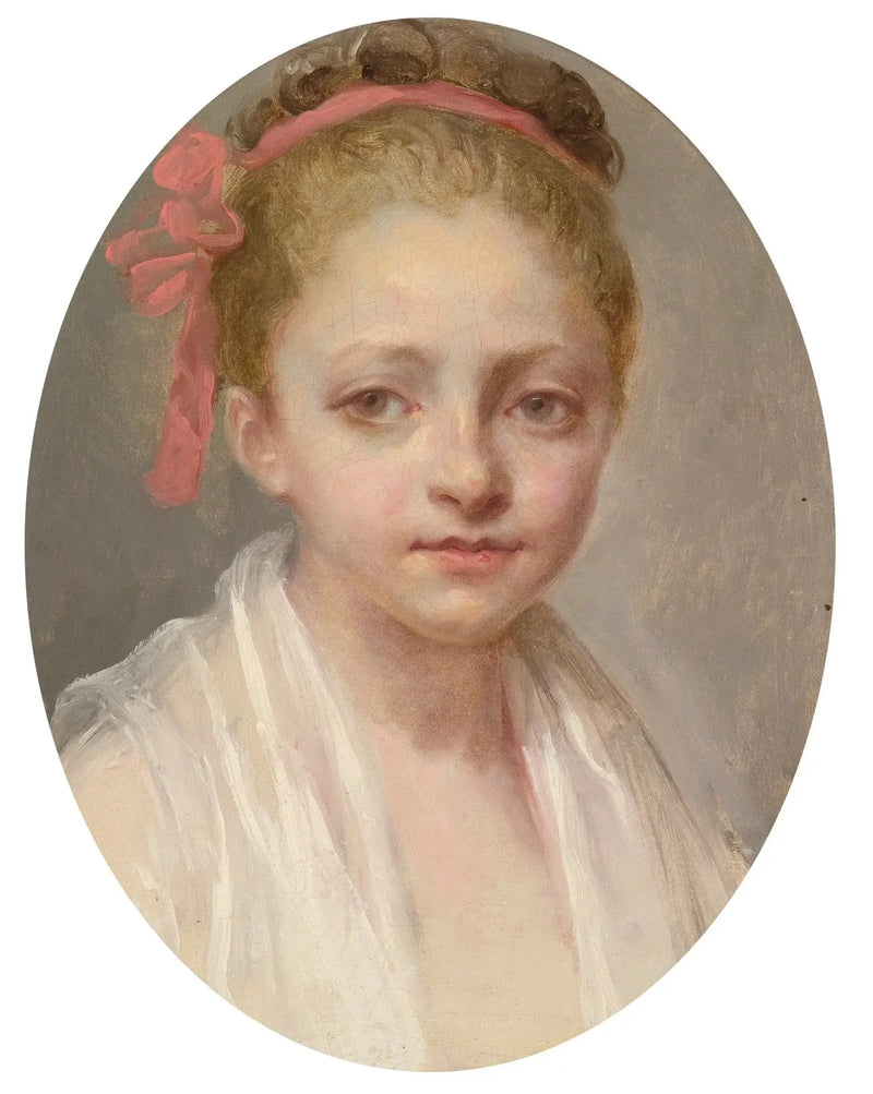 Portrait of a girl wearing a white shirt, a red ribbon in her hair - Nicolas-Bernard Lépicié