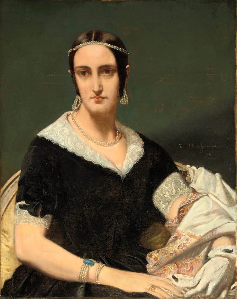 Portrait of a young woman with pearl necklaces - Théodore Chassériau