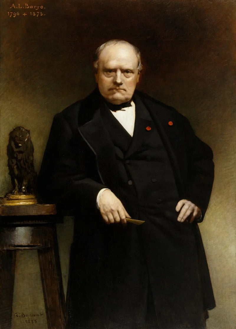 Portrait of Barye with a wax model of the 