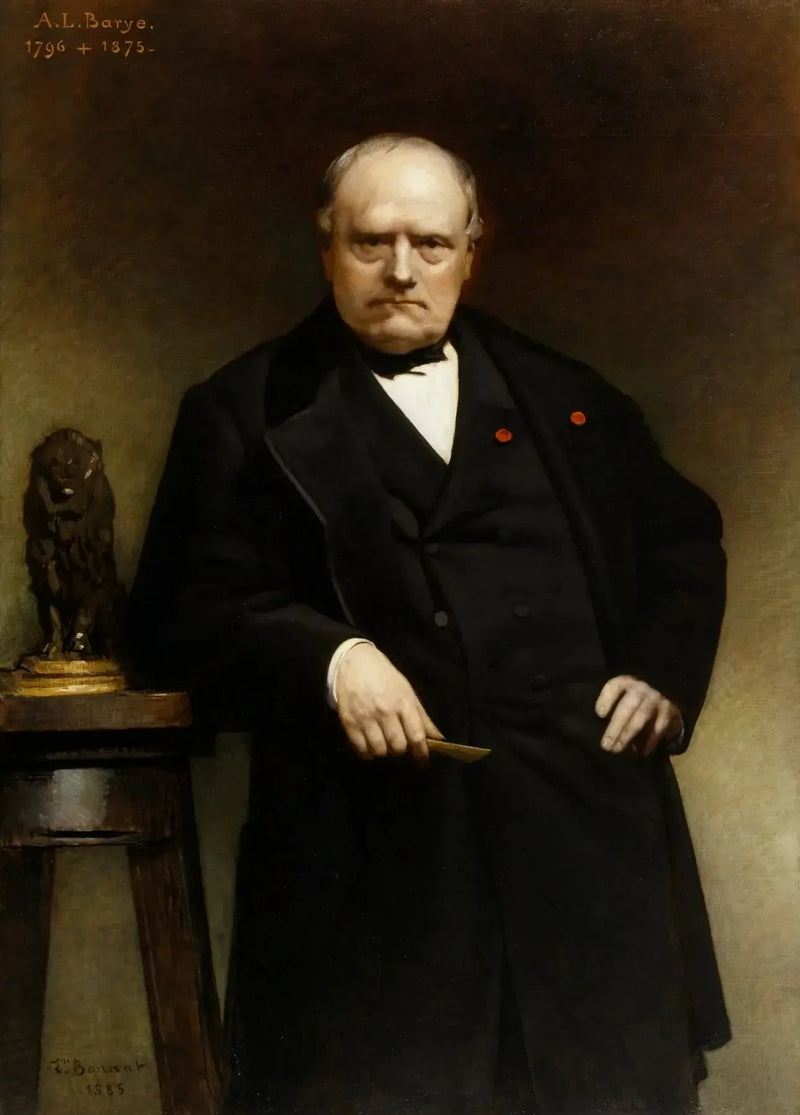 Portrait of Barye with a wax model of the 