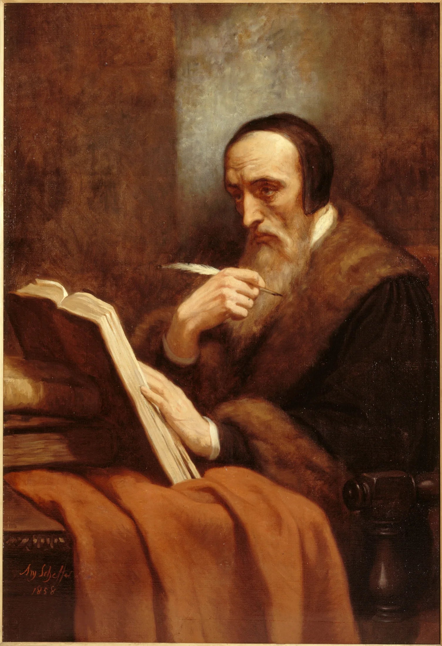 Portrait de Calvin - Ary Scheffer image 1 tableau peint à l’huile sur toile