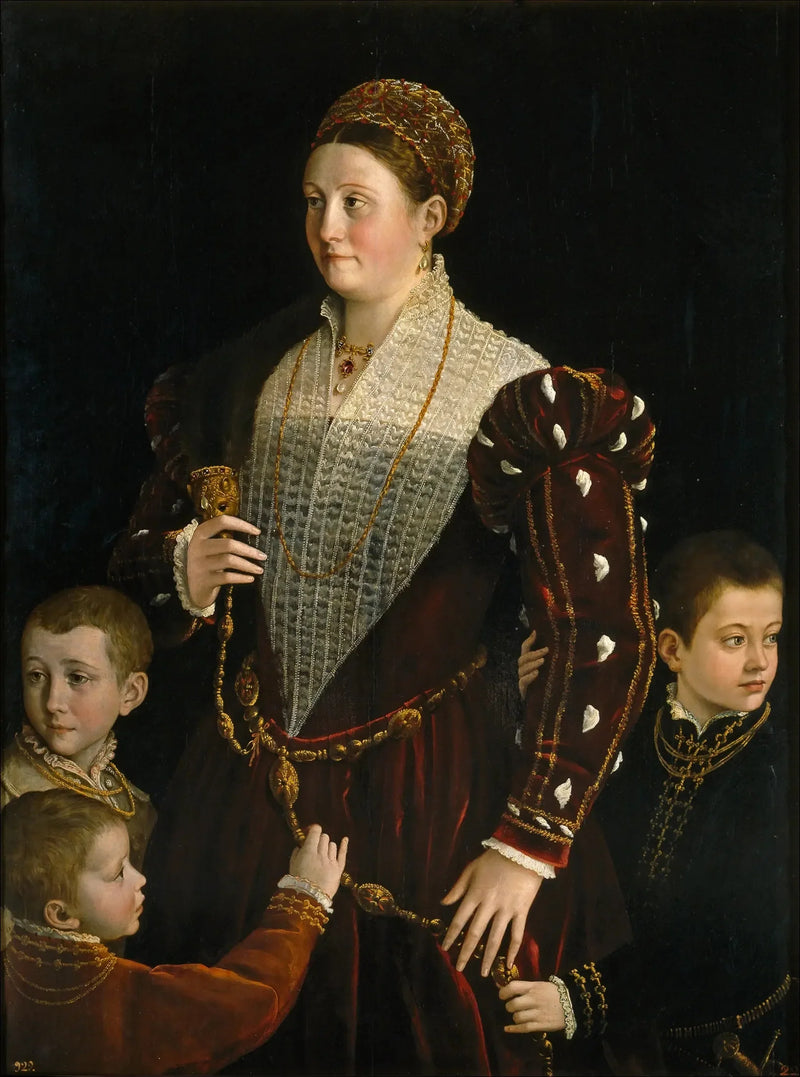 Portrait of Camilla Gonzaga and her three sons - Parmigianino