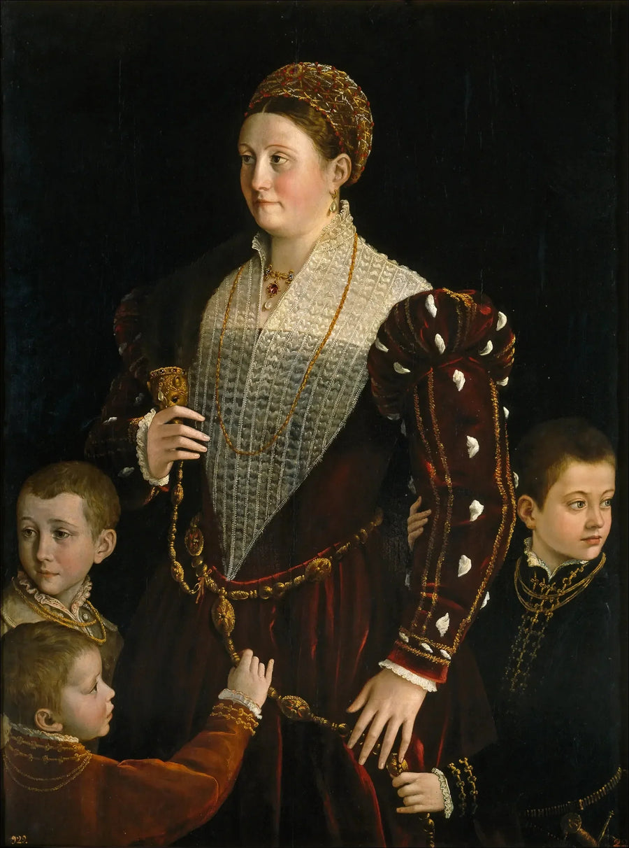 Portrait of Camilla Gonzaga and her three sons - Parmigianino