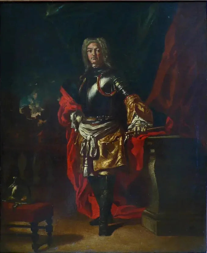 Portrait of Diego d'Aragona Pignatelli in cuirassier general uniform - Francesco Solimena