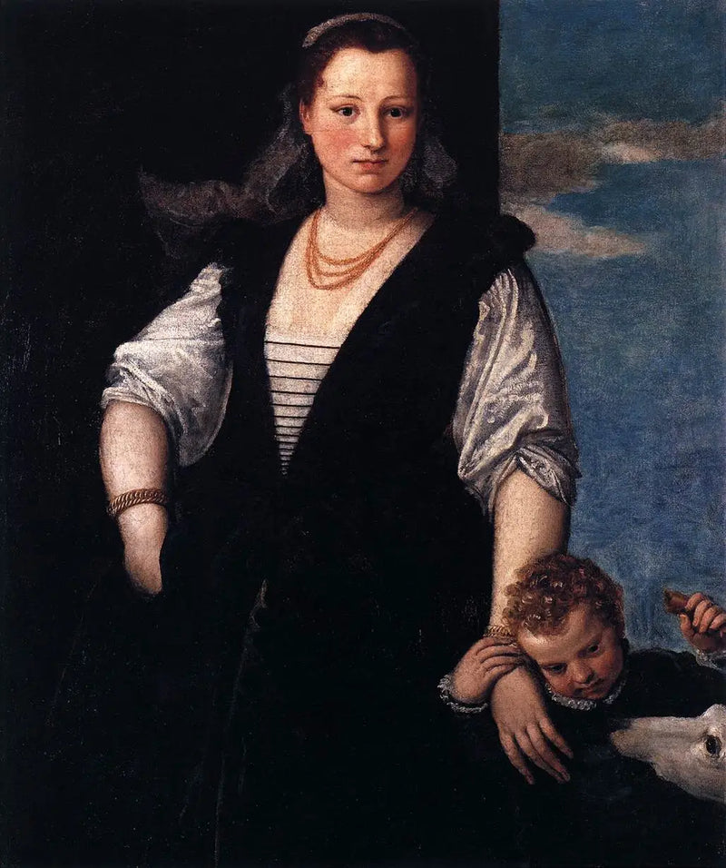 Portrait of a woman with a child and a dog - Paul Véronèse