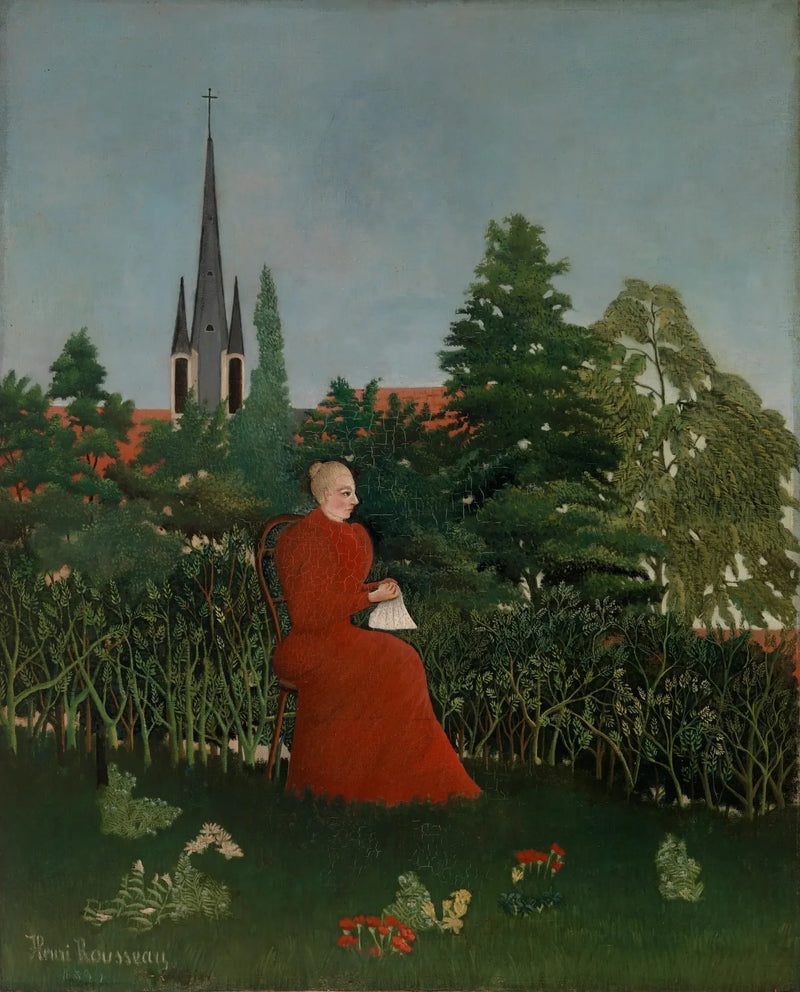 Portrait of a woman in a landscape - Henri Rousseau