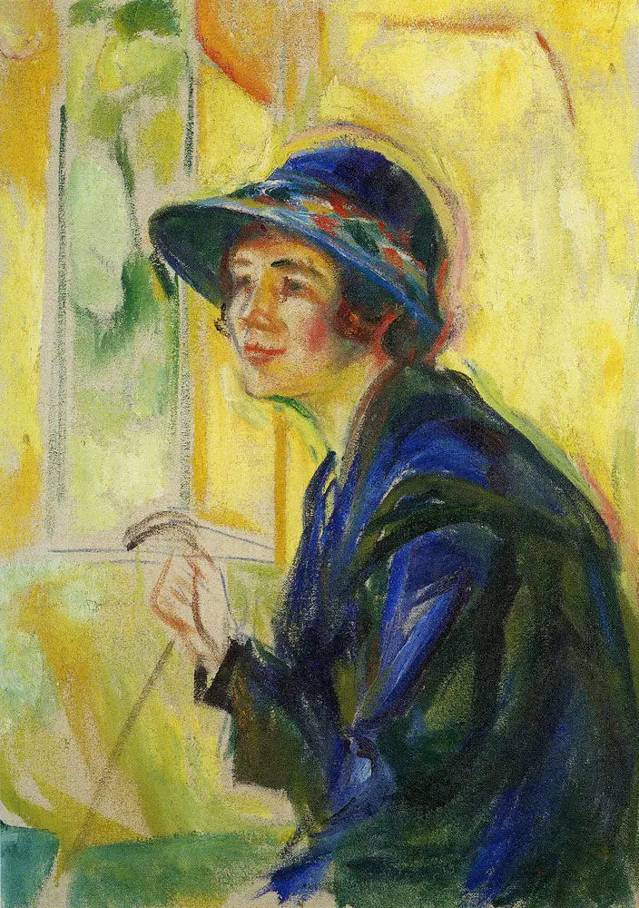 Woman's Portrait on a Yellow Background - Edvard Munch