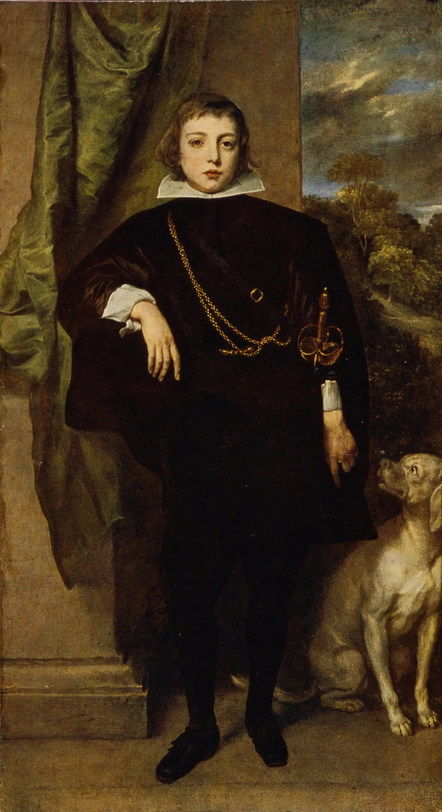 Portrait of Filippo Francesco d'Este, Marquis of Lanzo with his dog - Antoine van Dyck