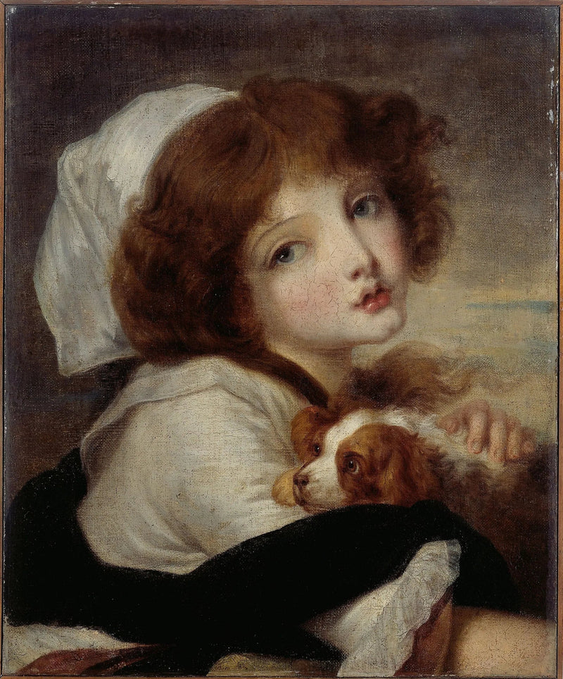 Portrait of a Little Girl with a Small Dog - Jean-Baptiste Greuze