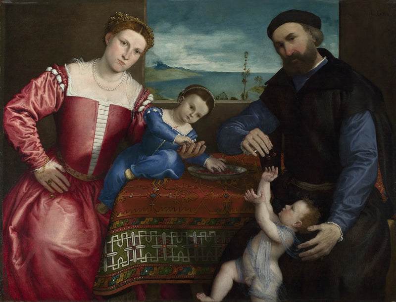 Portrait of Giovanni della Volta with his wife and children - Lorenzo Lotto