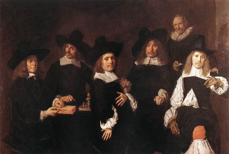 Group portrait of the regents of the hospice for the elderly - Frans Hals