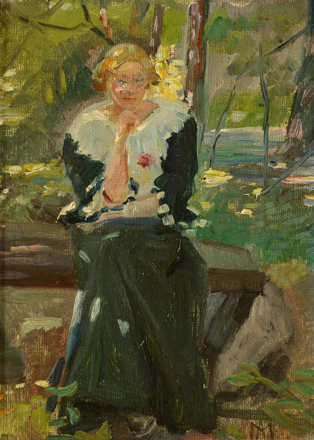Portrait de Helga Ancher dans le jardin d'Amalievej, Frederiksberg. - Michael Peter Ancher image 1 tableau peint à l’huile sur toile