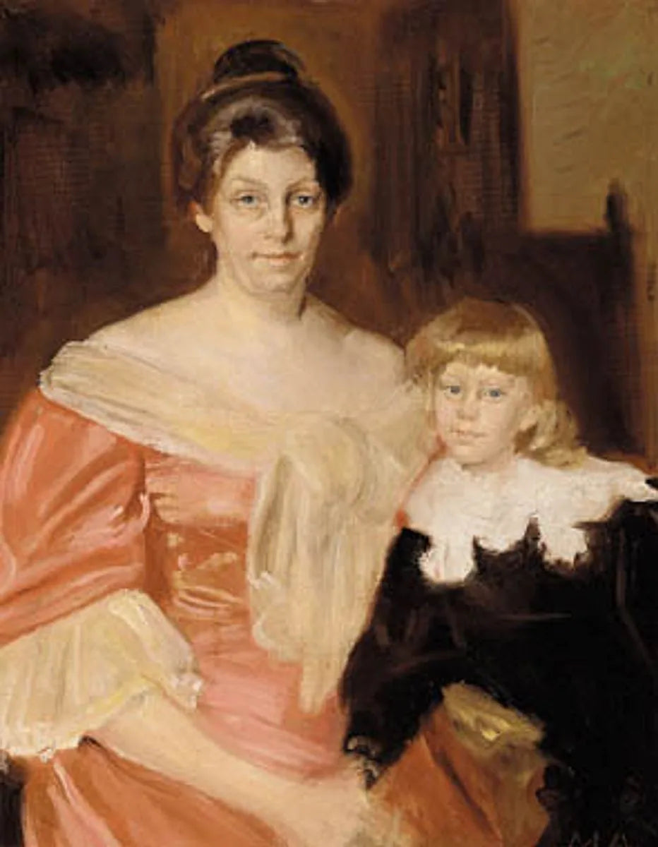 Portrait de Henny Brodersen et de son plus jeune fils, Fin. - Michael Peter Ancher image 1 copie de tableau peinte à la main