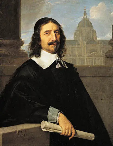 Portrait of Jacques Lemercier in front of the Sorbonne chapel built between 1635 and 1653 - Philippe de Champaigne