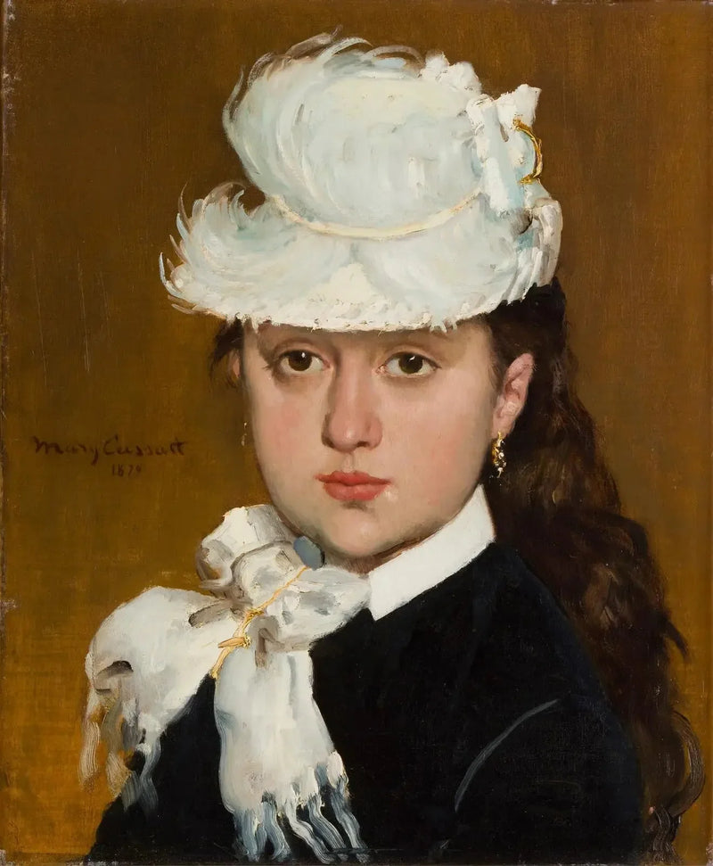 Portrait of a Young Woman in a White Hat - Mary Cassatt