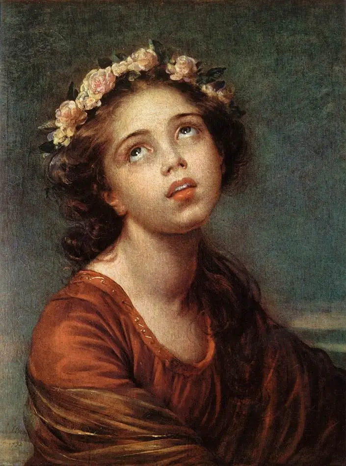 Portrait of Julie Lebrun wearing a crown of roses - Élisabeth Vigeé Le Brun
