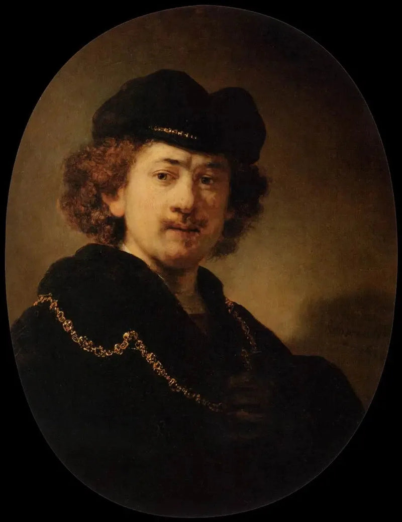 Portrait of the Artist in a Hat and Gold Chain - Rembrandt