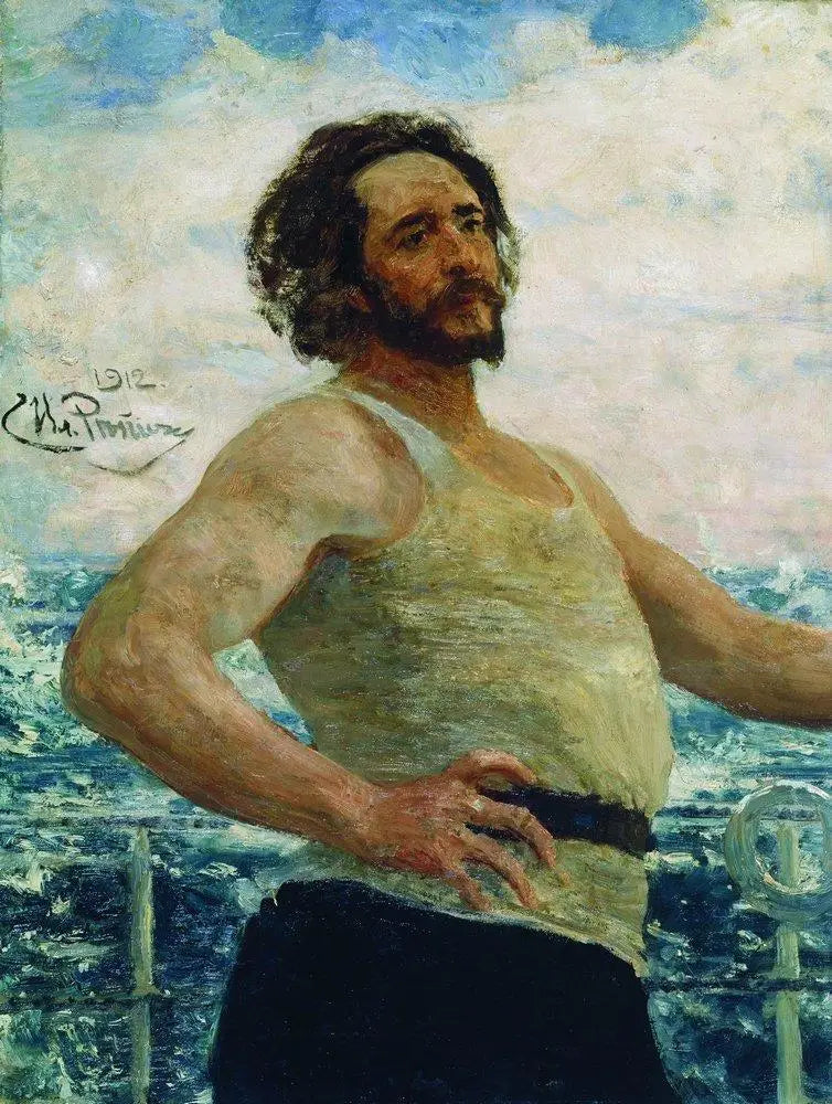 Portrait of the writer Leonid Nikolaïevitch Andreïev on a yacht - Ilya Repin