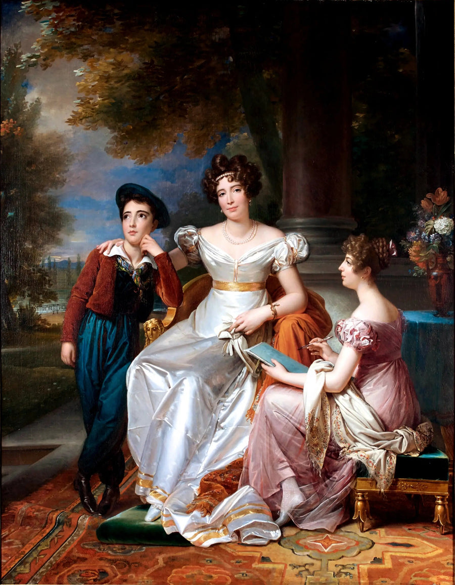 Portrait of the Countess of Cayla with her children Ugoline and Ugolin on the terrace of the Château de Saint-Ouen - François Gérard