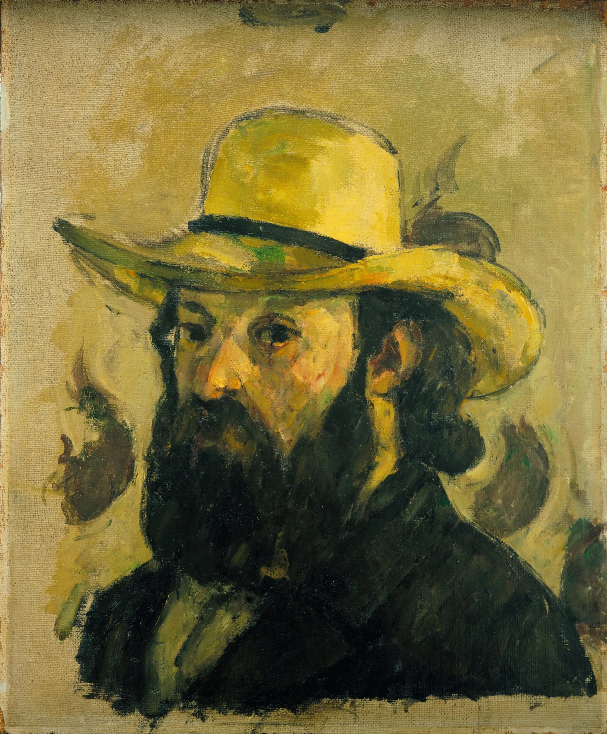 Reproduction du tableau « Portrait de l'artiste au chapeau de paille - Paul Cézanne » par Alpha Reproduction en peinture à l’huile