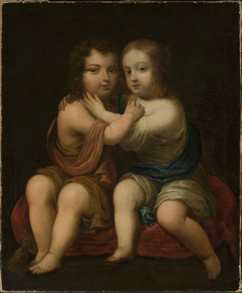 Portrait of Louis XIV as a child with his half-sister Henriette of England. - Pierre Mignard