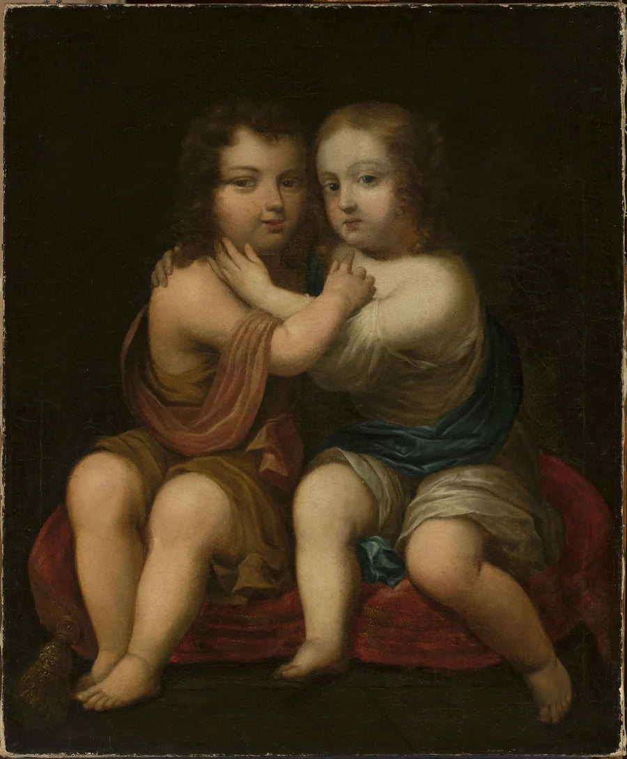 Portrait of Louis XIV as a child with his half-sister Henriette of England. - Pierre Mignard