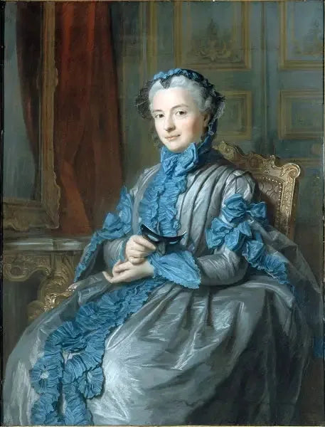 Portrait of Madame la présidente de Rieux, en habit de bal, tenant un masque - Maurice-Quentin de La Tour