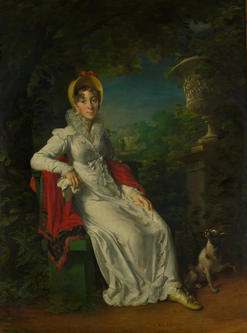 Portrait of Marie Caroline Ferdinande Louise de Naples, wife of Charles Ferdinand, Duke of Berry, in the park of Bagatelle in the Bois de Boulogne, Paris - François Gérard