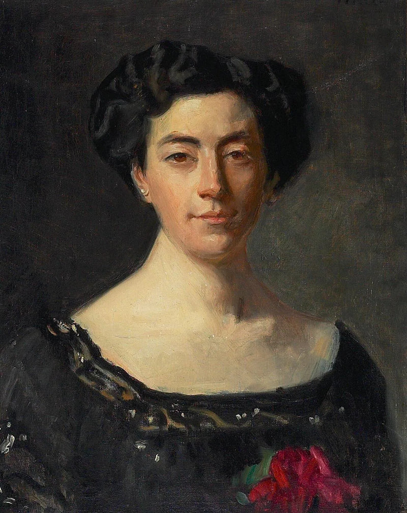 Portrait of Miss Neergaard in a black dress. -Michael Peter Ancher