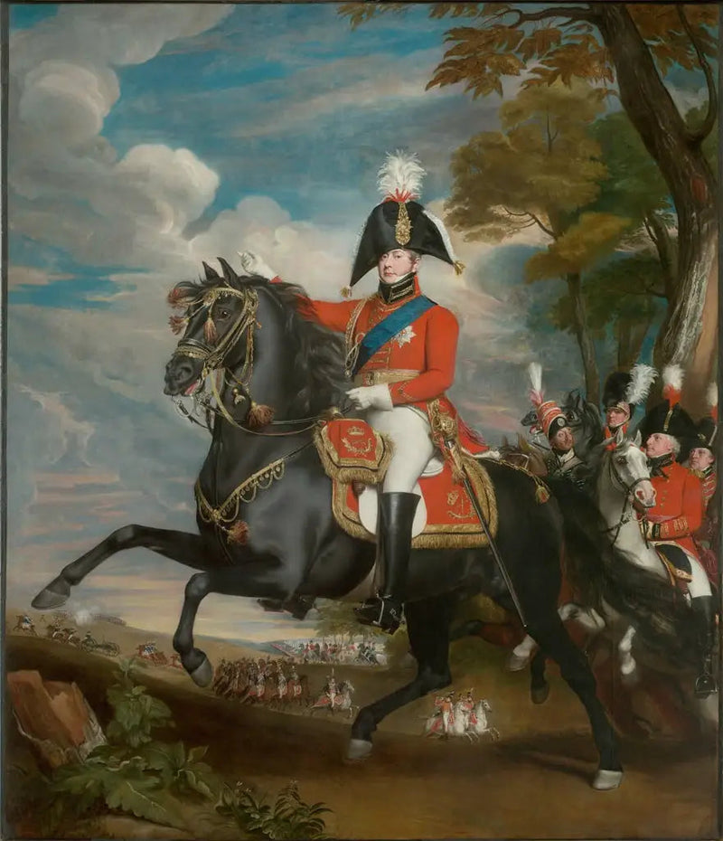 Portrait of H.R.H. the Prince of Wales during a review, in the presence of Lord Heathfield, General Turner, Colonel Bloomfield, and Baron Eben; Colonel Quinton in the distance - John Singleton Copley