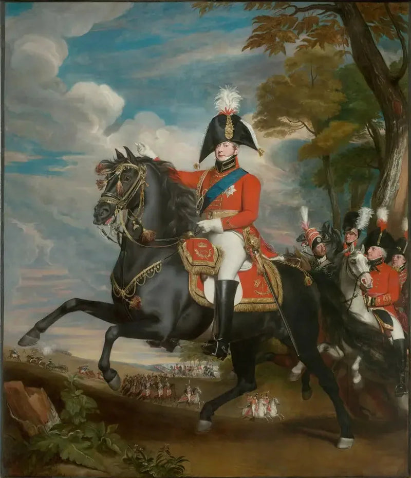 Portrait of H.R.H. the Prince of Wales during a review, in the presence of Lord Heathfield, General Turner, Colonel Bloomfield, and Baron Eben; Colonel Quinton in the distance - John Singleton Copley