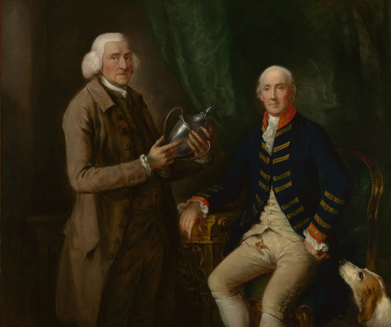 Portrait of William Anne Hollis, 4th Earl of Essex, presenting a cup to Thomas Clutterbuck of Watford - Thomas Gainsborough