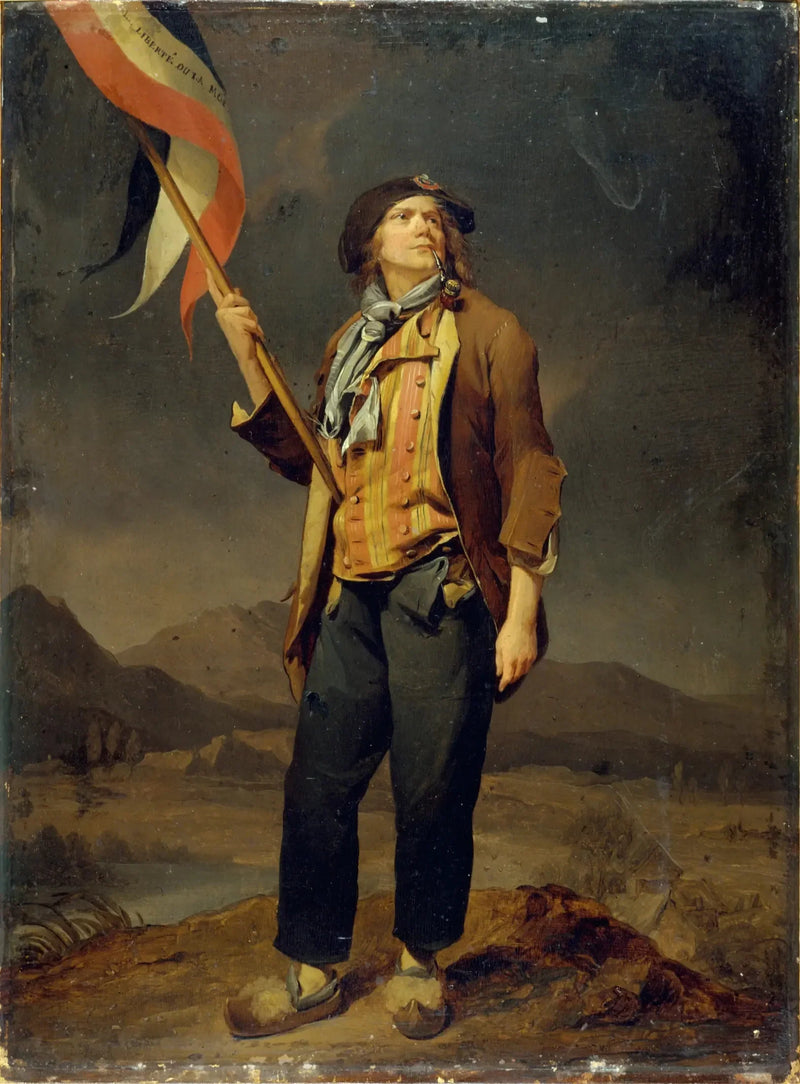 Portrait of the singer Simon Chenard (1758-1832), in sans-culotte costume, carrying a flag at the fête de la liberté de la Savoie, October 14, 1792 - Louis-Léopold Boilly