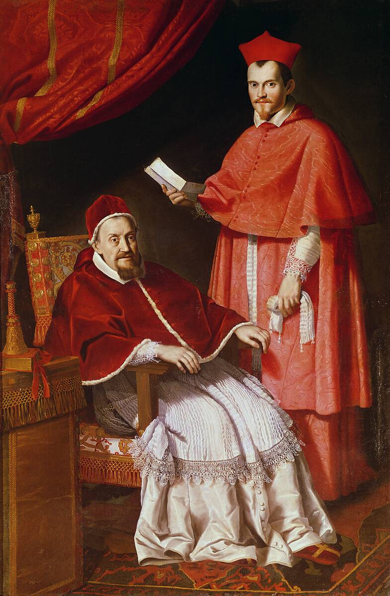 Portrait of Pope Gregory XV and Cardinal Ludovico Ludovisi - Domenichino