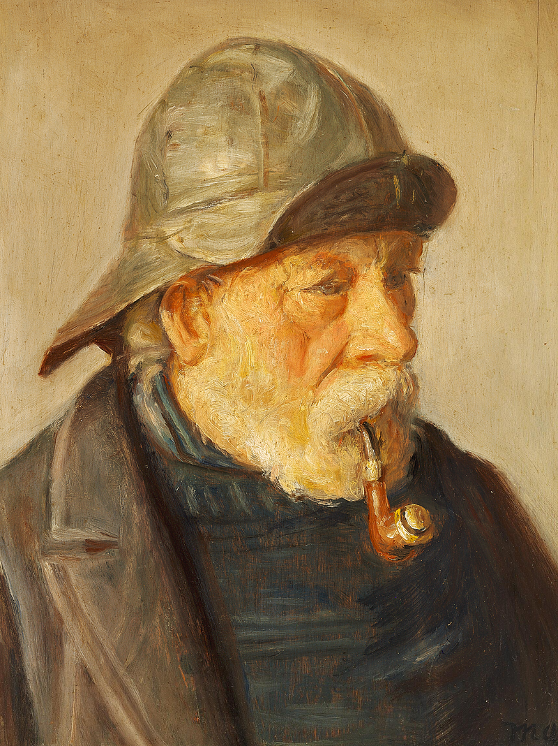 Portrait of the Skagen fisherman Lars Sorig. -Michael Peter Ancher