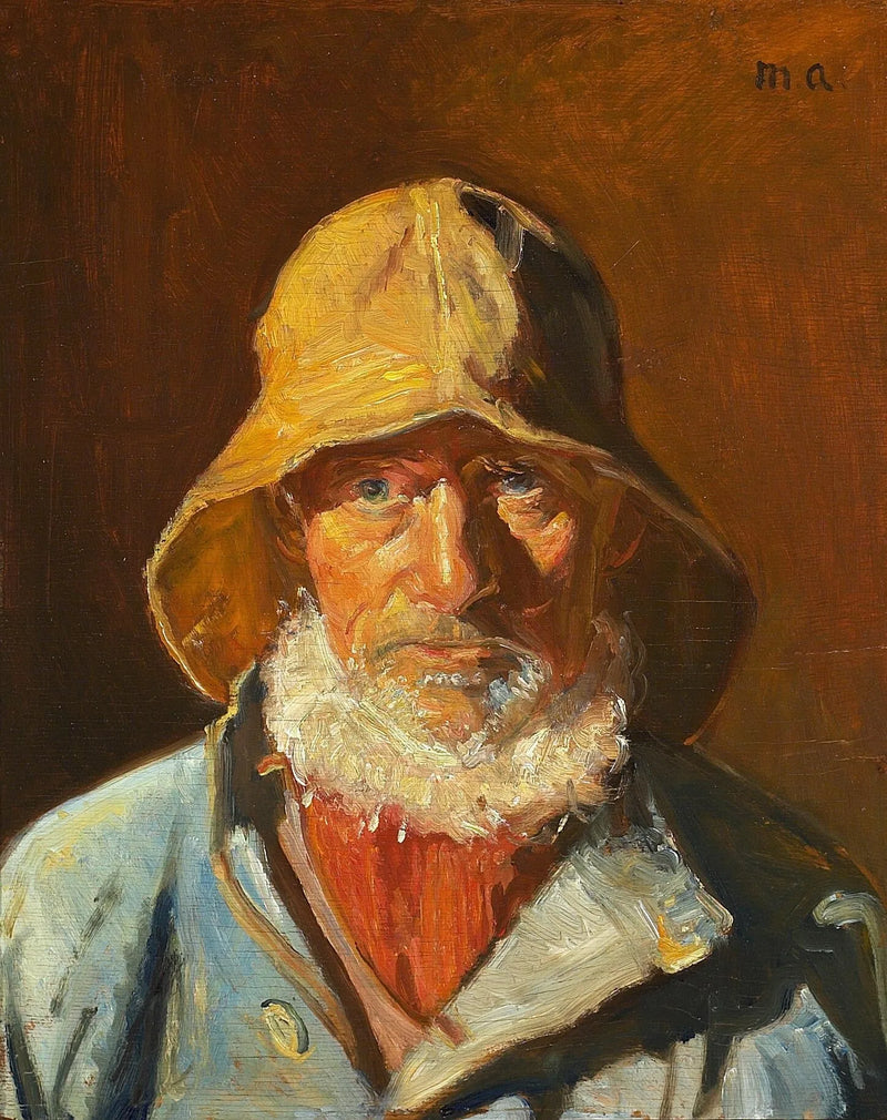 Portrait of fisherman Niels Møller in the sun. - Michael Peter Ancher