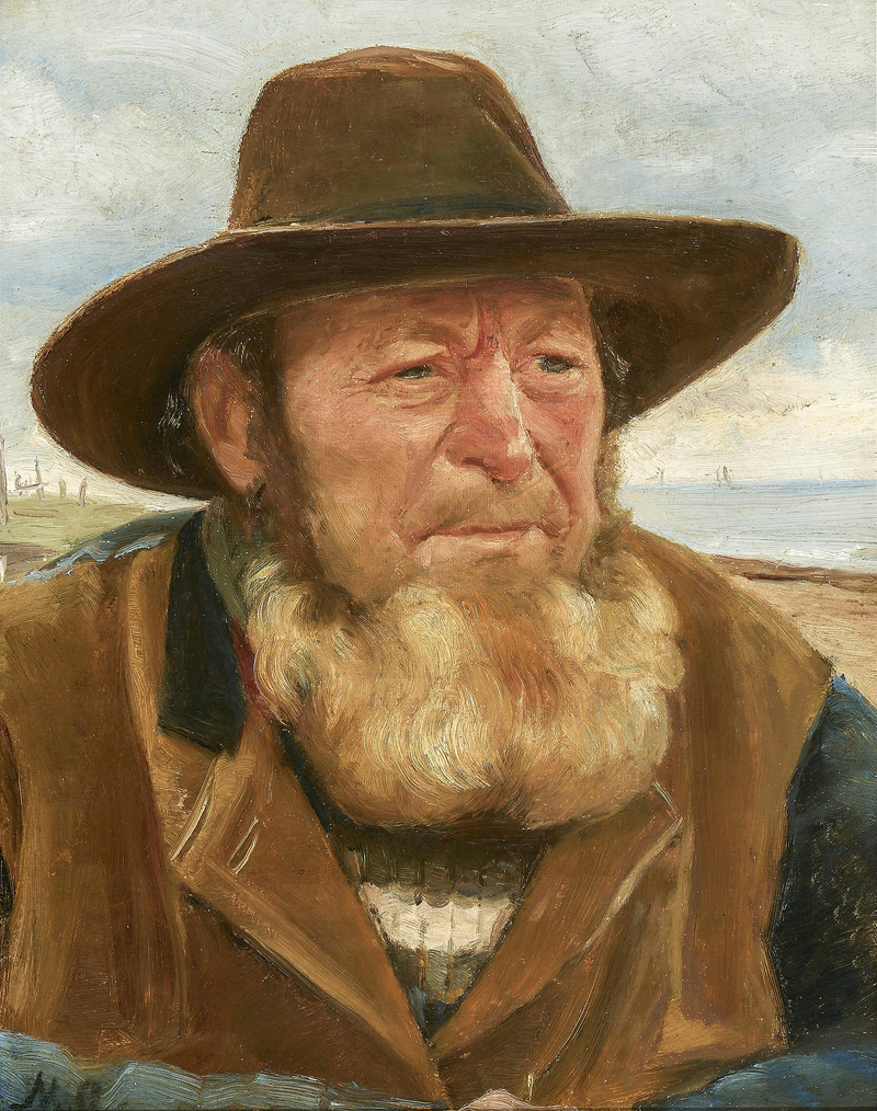 Portrait of fisherman Ole Svendsen on the coast - Michael Peter Ancher