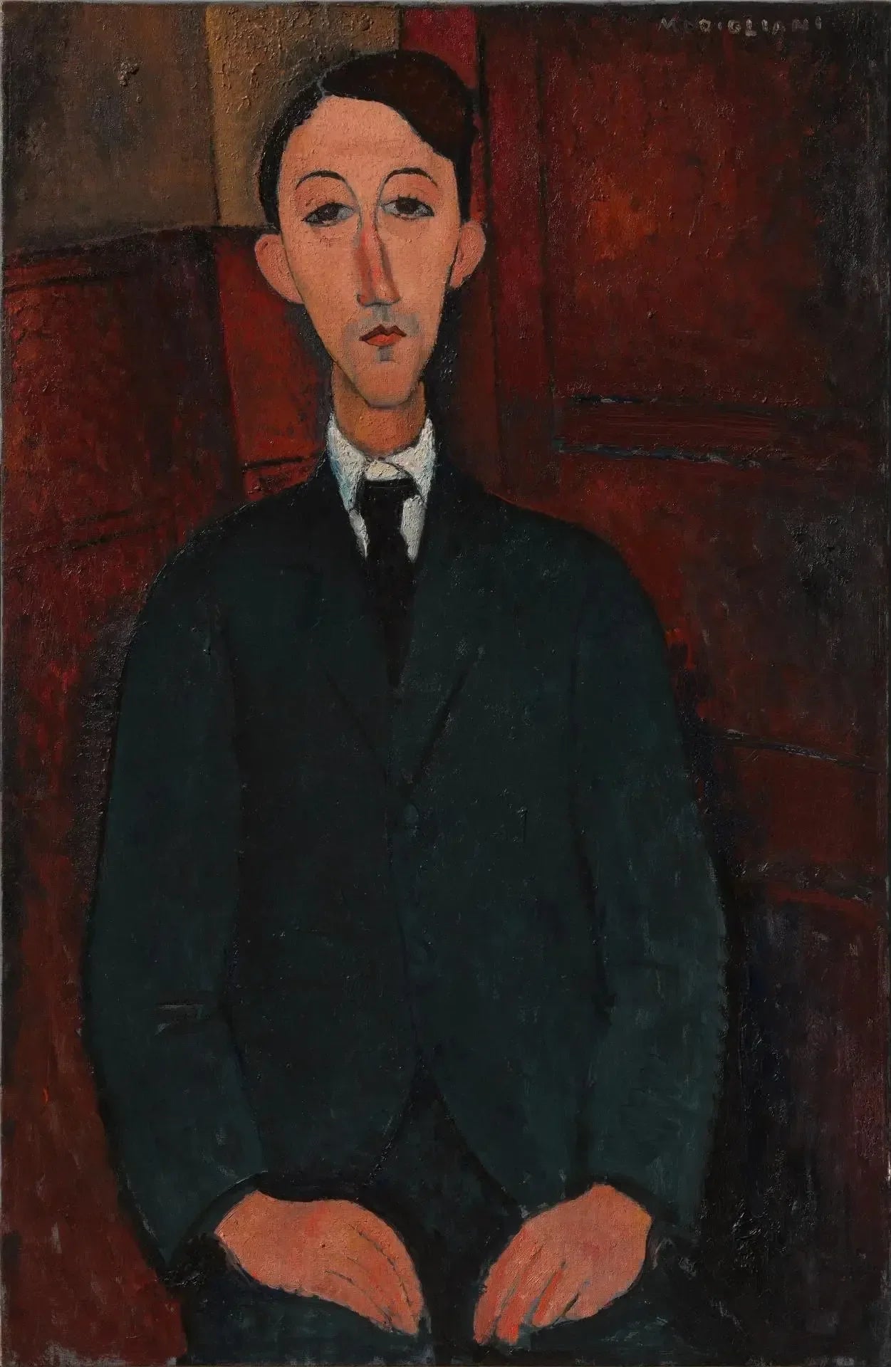 Portrait du peintre Manuel Humbert - Amedeo Modigliani image 1 tableau peint à l’huile sur toile
