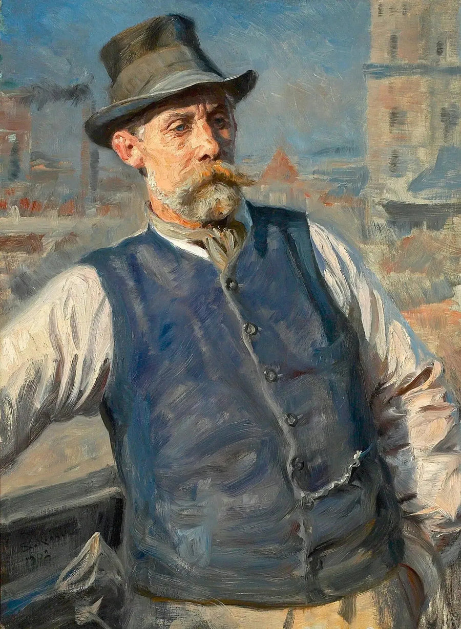 Portrait of the masonry company's president Heinrich Krone. - Peder Severin Krøyer