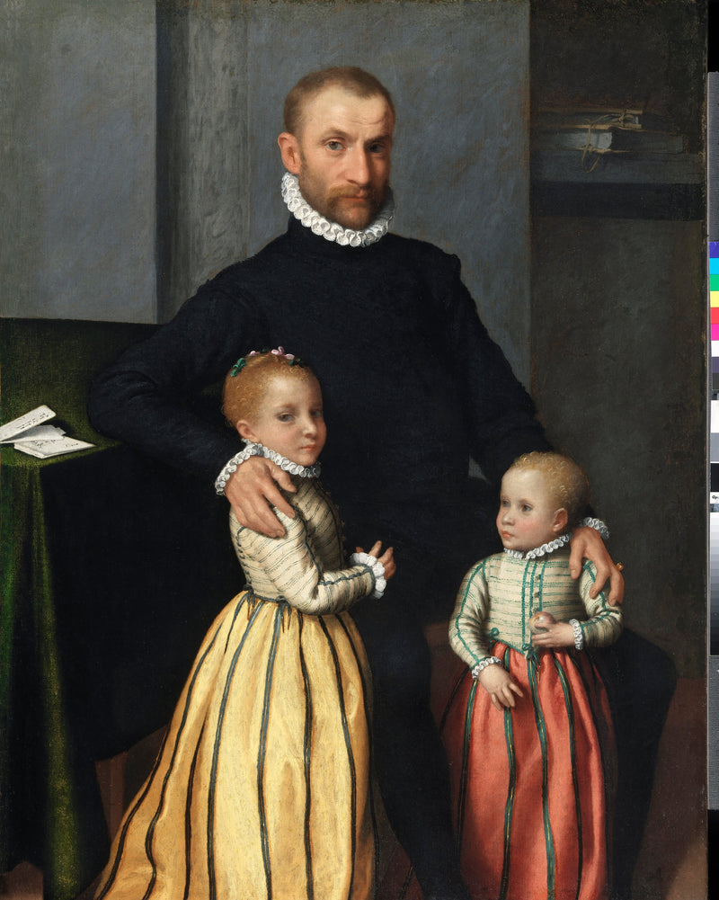Portrait of a Gentleman and His Two Children - Giovanni Battista Moroni