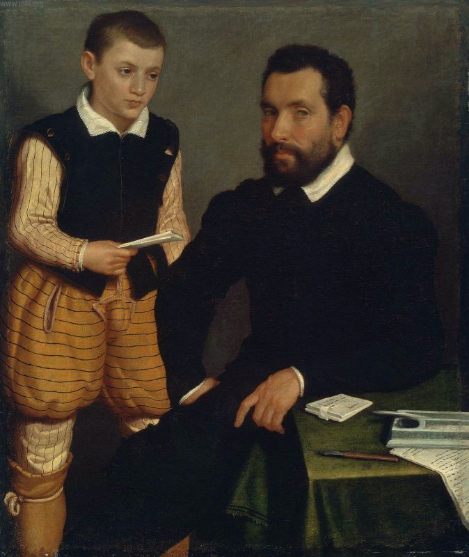 Portrait of a man and a boy (Count Alborghetti et Fils) - Giovanni Battista Moroni