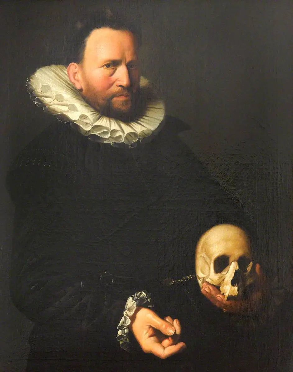 Portrait d’un homme tenant un crâne - Frans Hals - Alpha Reproduction